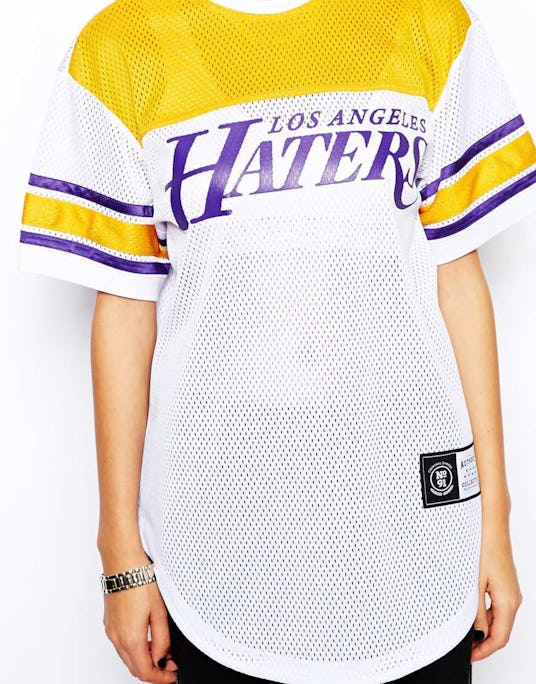 A model wearing a Criminal Damage Los Angeles Haters Mesh Tee