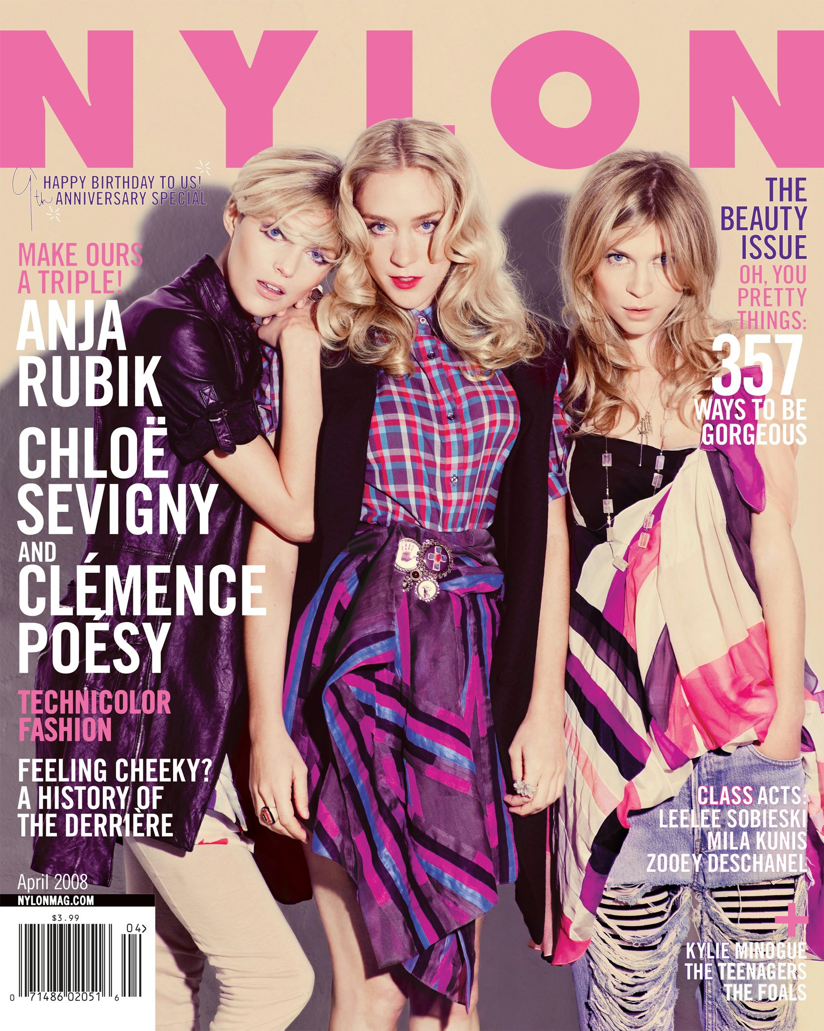 Chloe Sevigny, Anja Rubik, Clemence Poesy NYLON April 2008 Cover