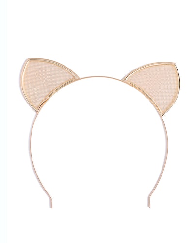 Light pink hair headband with satin cat ears