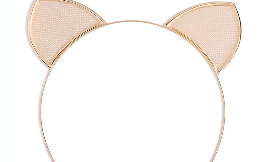 Light pink hair headband with satin cat ears