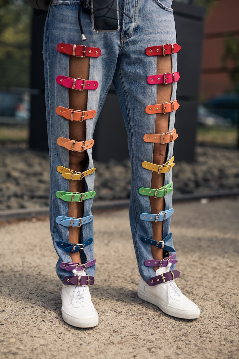 rainbow buckle jeans