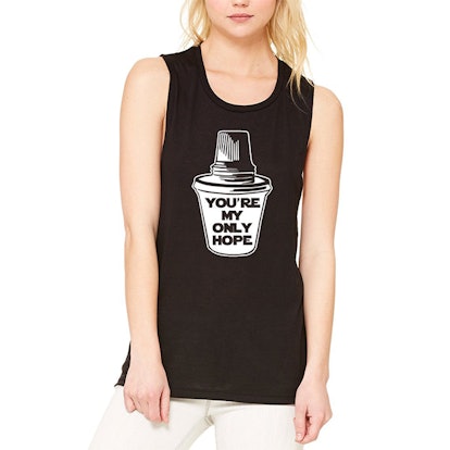 A black Martha of Miami tank top with "you're my only hope" on it 