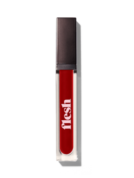 Flesh Beauty's Proud Flesh Matte Liquid Lipcolor, in red, in transparent packaging with a black lid 