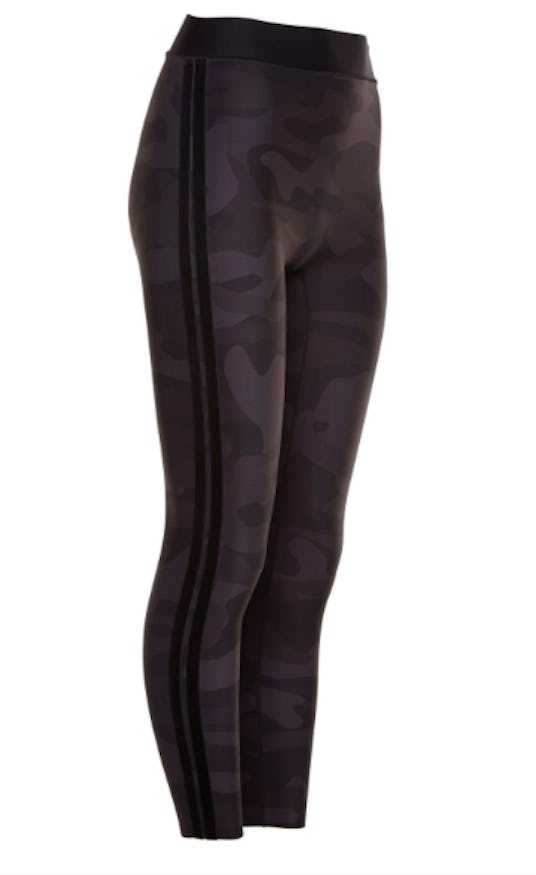 Brown/gray Ultracor leggings with black stripes down the side and a faint camo pattern all over