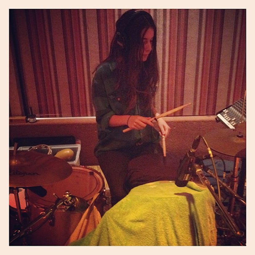 Danielle Haim playing drums