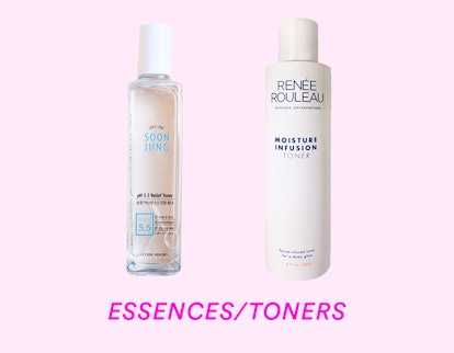 Bottles of SoonJung pH 5.5 Relief Toner and Renee Rouleau Moisture Infusion Toner
