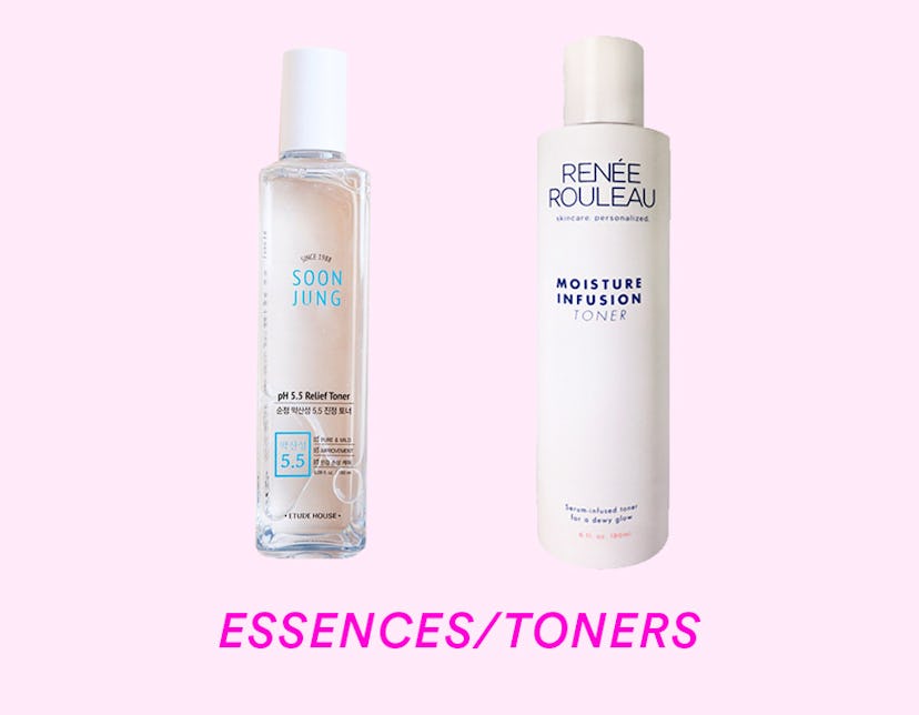 Bottles of SoonJung pH 5.5 Relief Toner and Renee Rouleau Moisture Infusion Toner