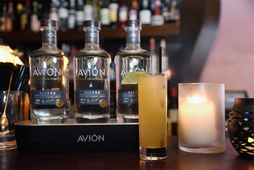 Three bottles of Avion Silver Tequila at the New York Fashion week party