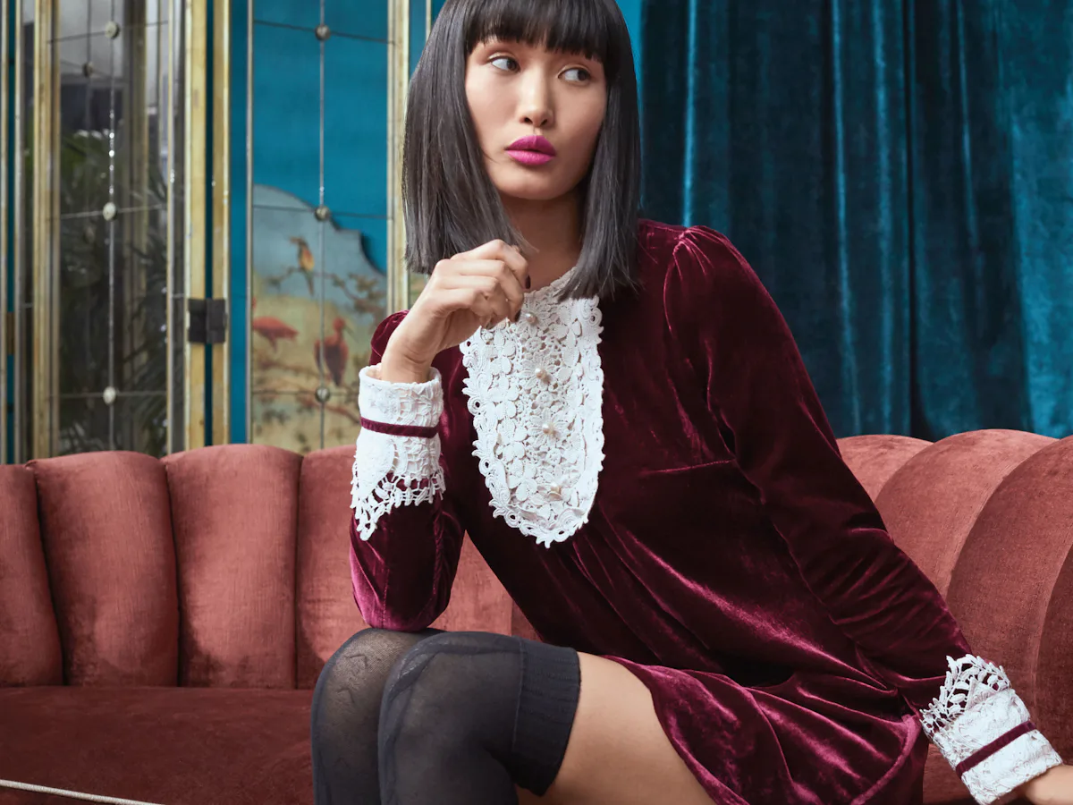anna sui red dress Snakeskin Sequin & Lace Dress Anna Sui