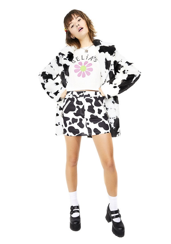 delias cow print skirt