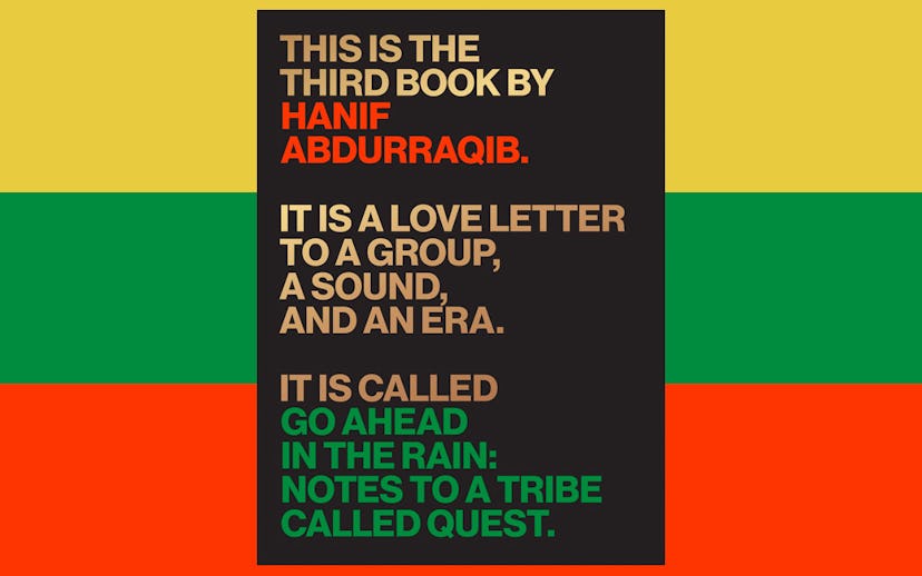 Yellow, green and red rectangle and a black box above them with text dedicated to a tribe called que...