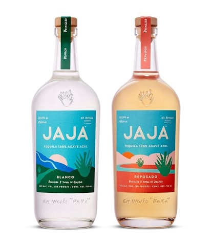 Two bottles of Jaja's Reposado tequila in Blanco and Reposado