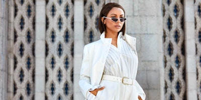 Kat Graham Dropped in an all-white outfit, promoting her new line of eyewear, just before the spring...