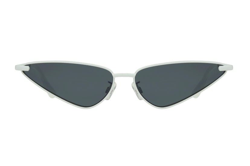 Triangle shaped, futuristic sunglasses, from Kat Graham's collection, called "Mazur".