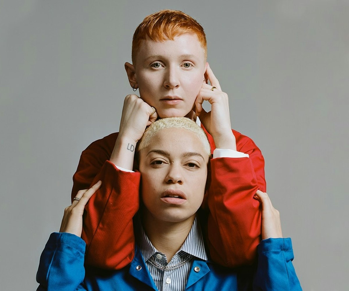 London-based synth-pop duo Nimmo posing for their new single "Everything I Wanted".
