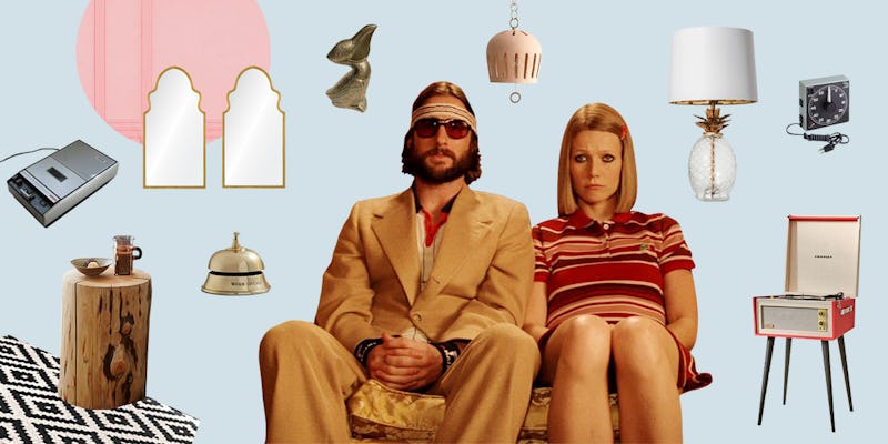 Collage of the leads from The Royal Tenenbaums movie with different household objects around them