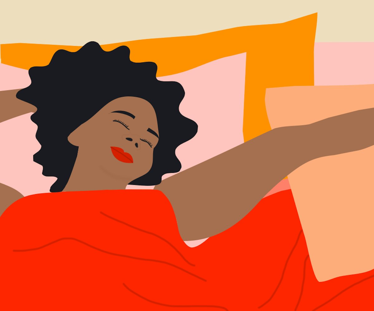 Illustration of a woman waking up with morning anxiety