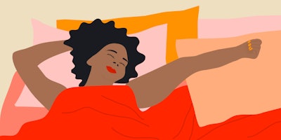 Illustration of a woman waking up with a morning anxiety