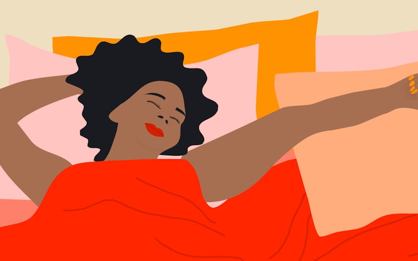Illustration of a woman waking up with morning anxiety
