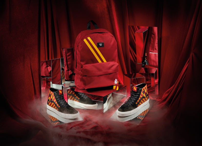 Gryffindor Vans' Old School backpack and shoes in red and yellow 