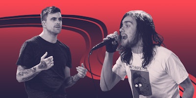 The Used's Bert McCracken and Circa Survive's Anthony Green performing