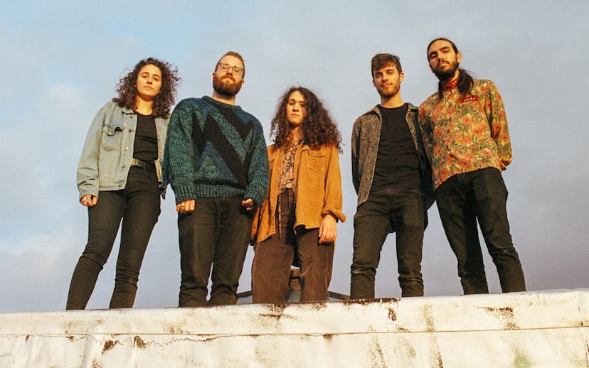 Dan Hemerlein, Emily Sgouros, Panther Hollow, Jake Cheriff, and Leah Scarpatti standing next to each...