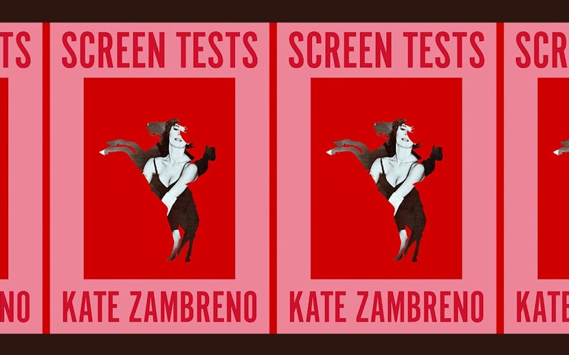 Pink and red cards  with the illustration of a horse in the middle.