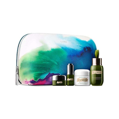 The Soothing Collection by La Mer with a makeup bag as a gift 