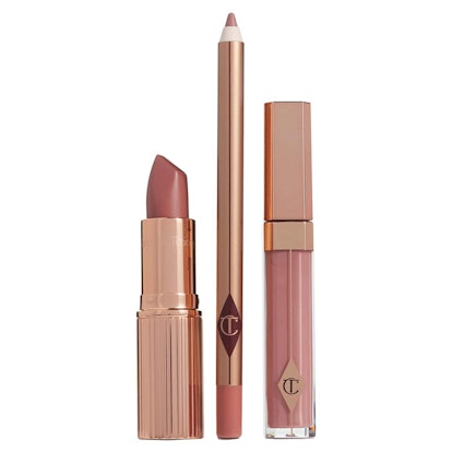 Charlotte Tilbury The Pillow Talk full size lip kit with lipstick, lip liner and a lip gloss 