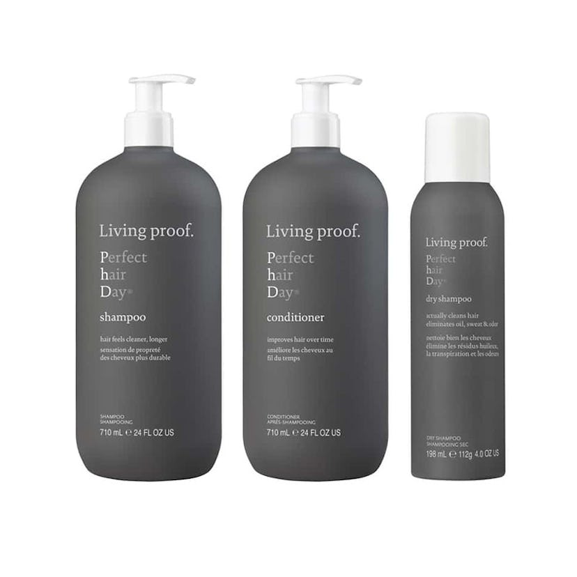 Living Proof's Perfect Hair Day Deluxe Trio with shampoo, conditioner and dry shampoo 