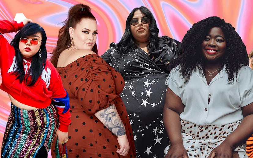 Tess Holliday, Jessica Torres, Stephanie Yeboah, Scarlett Hao, Sarah Chiwaya posing and smiling