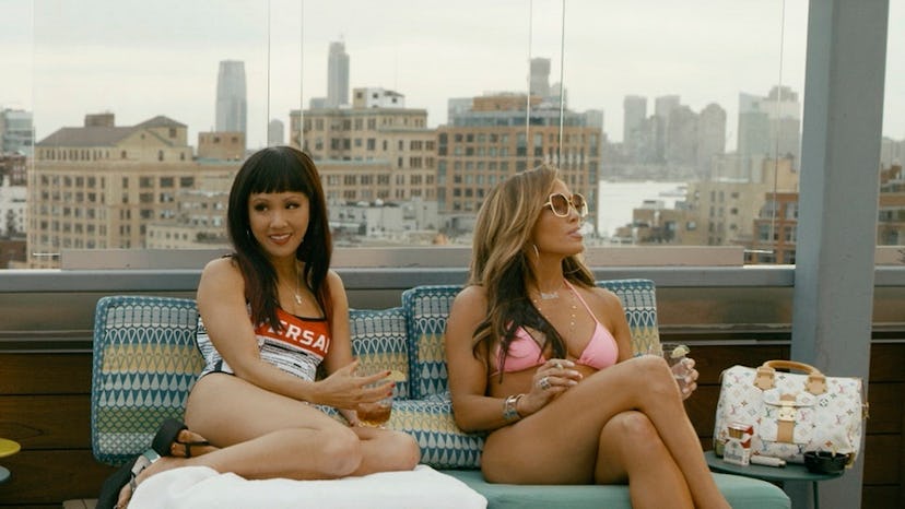 Jennifer Lopez  and Keke Palmer  sunbathing in the movie Hustlers