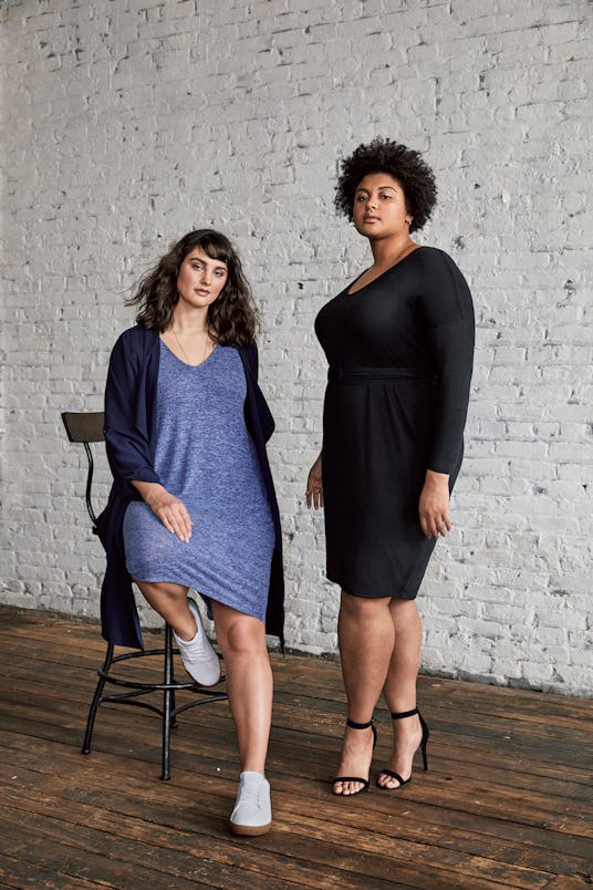 Two plus-size models wearing pieces from the HOURS clothing line