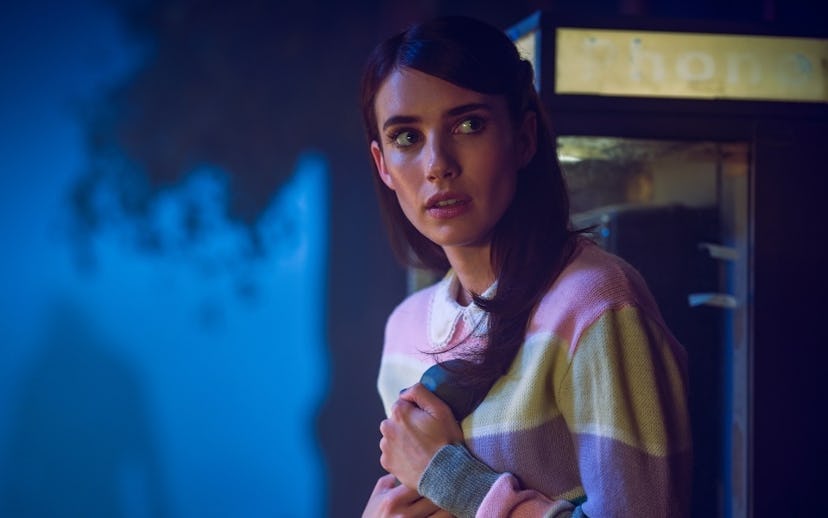 Emma Roberts in 'American Horror Story: 1984' looking into the distance