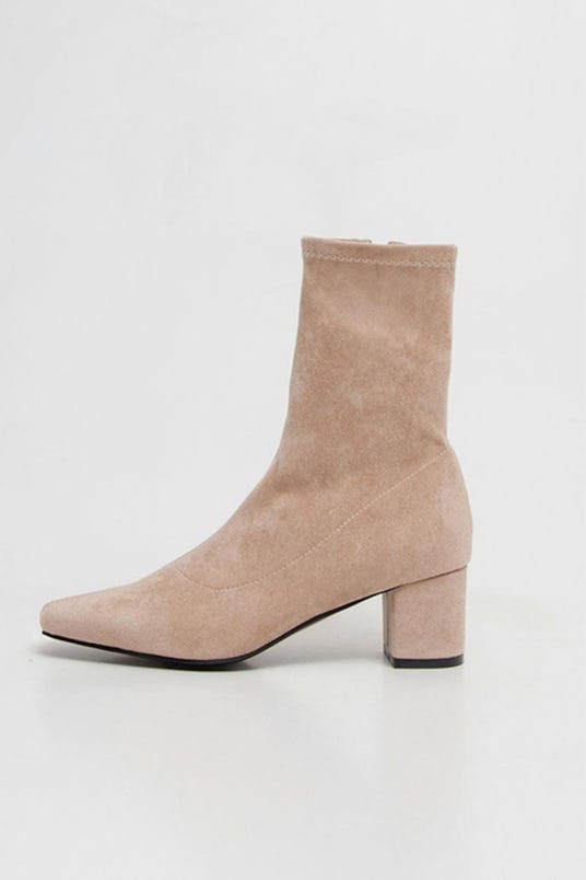 Pink suede ankle boots