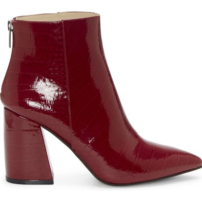 Burgundy leather Pointed Toe ankle boots
