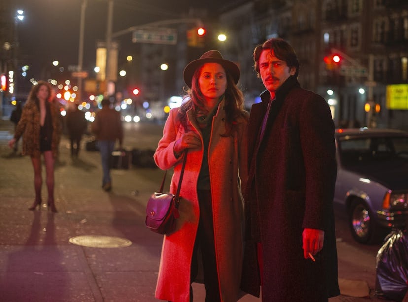Vincent played by James Franco and Abby played by Mragarita Levieva in a scene of The Deuce