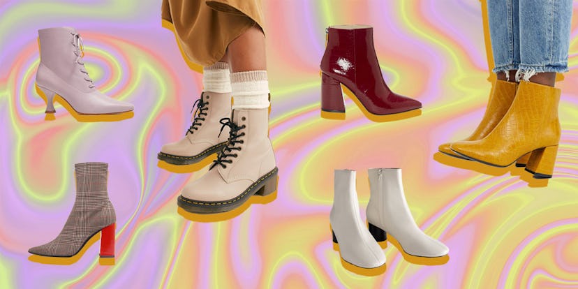 Some of the Best Ankle Boots showcased in front of a psychedelic background
