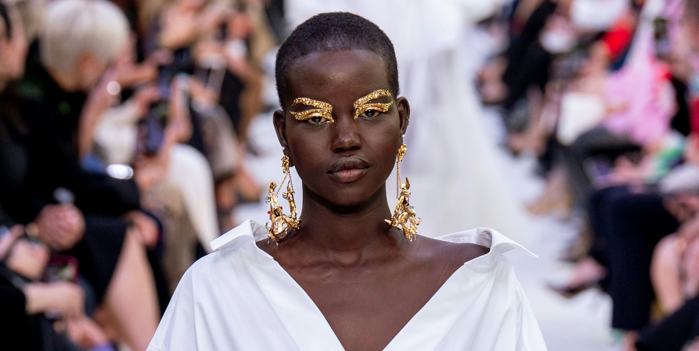 Pat McGrath Sent Gold Eyes Down The Valentino Runway