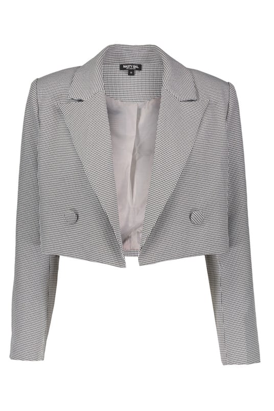 Nasty Gal, Cara Delevingne gray Woman's World Houndstooth Blazer