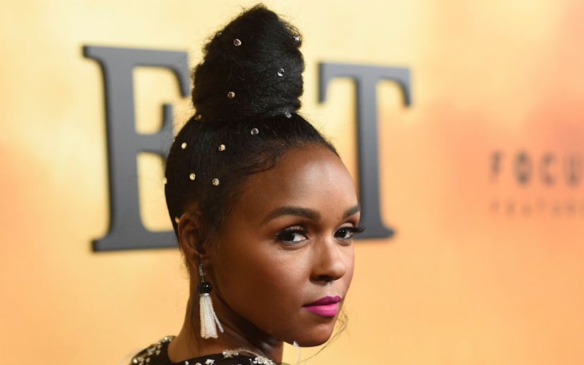 Janelle Monáe and her bedazzled bun hairstyle