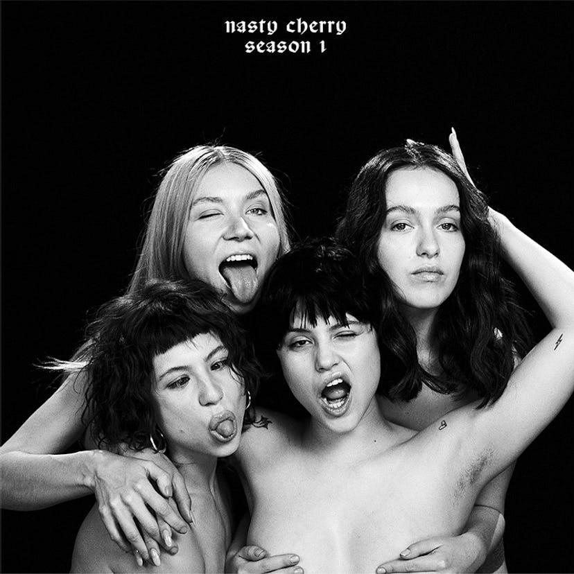 Nasty Cherry members posing nude for the cover art of their album "Season 1"
