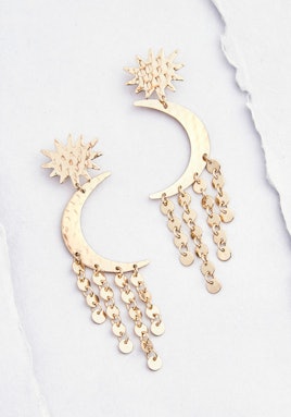 Modcloth, golden Over the Moon Drop Earrings