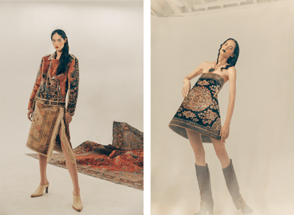 Fashion designer Mia Vesper's tapestry jacket, skirt and dress