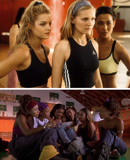 Collage of two scenes from "Bring It On": Torrence and her teammates, and the Clovers team - all in ...