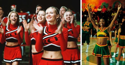 Toros in red and black uniforms and the Clovers in green, red, and yellow uniforms side by side