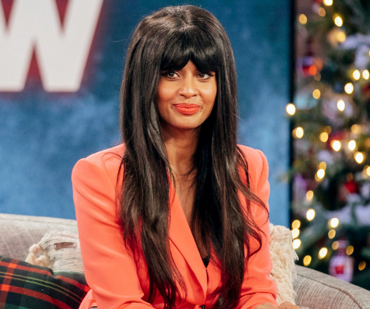 Jameela Jamil smiling on a talk show, has come out as queer