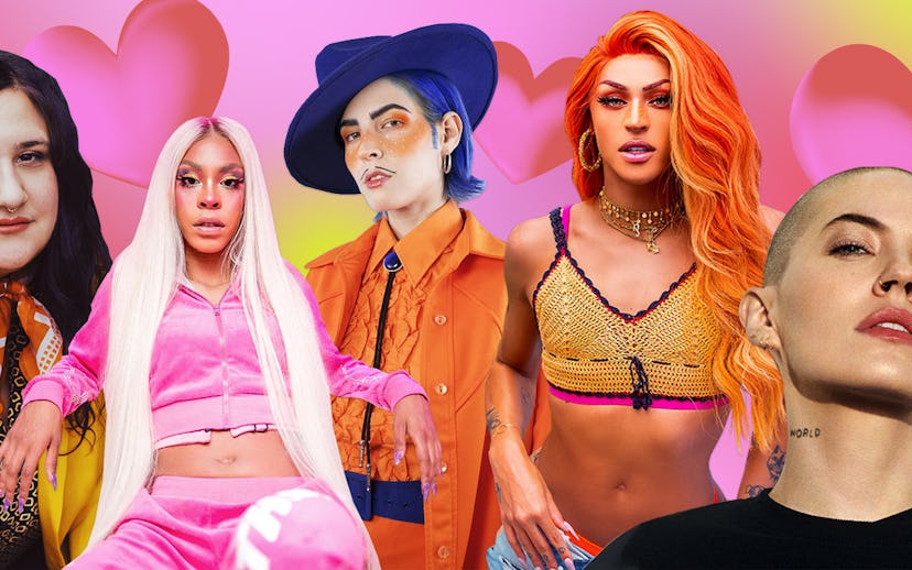A collage of Rico Nasty, Pabllo Vittar, Bishop Briggs, and Dorian Electra