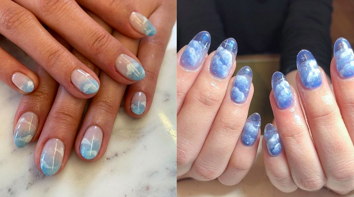 2. Blue and White Cloud Nail Art - wide 3