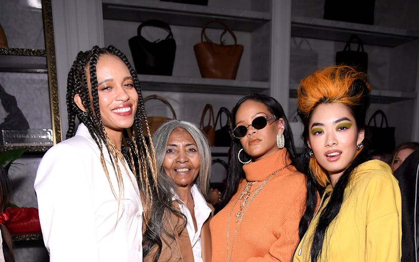 Khi-Lo, Joani Johnson, Rihanna, and Rina Sawayama at the Fenty x Bergdorf Goodman launch party durin...